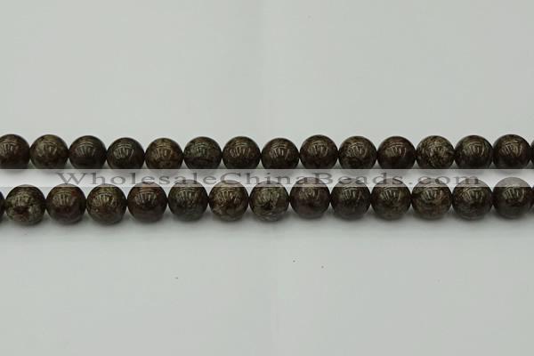 COB804 15.5 inches 12mm round red snowflake obsidian beads