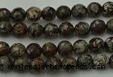 COB810 15.5 inches 4mm faceted round red snowflake obsidian beads