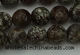 COB813 15.5 inches 10mm faceted round red snowflake obsidian beads