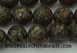 COB814 15.5 inches 12mm faceted round red snowflake obsidian beads