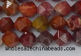 COJ1001 15.5 inches 6mm faceted nuggets red porcelain jasper beads