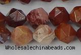 COJ1003 15.5 inches 10mm faceted nuggets red porcelain jasper beads