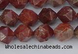 COJ1007 15.5 inches 8mm faceted nuggets pomegranate jasper beads