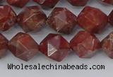 COJ1008 15.5 inches 10mm faceted nuggets pomegranate jasper beads