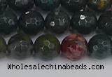 COJ312 15.5 inches 8mm faceted round Indian bloodstone beads