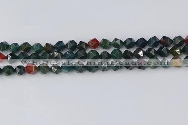 COJ321 15.5 inches 8mm faceted nuggets Indian bloodstone beads