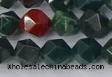 COJ322 15.5 inches 10mm faceted nuggets Indian bloodstone beads