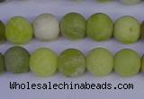 COJ402 15.5 inches 8mm round matte olive jade beads wholesale