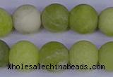 COJ405 15.5 inches 14mm round matte olive jade beads wholesale