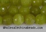 COJ411 15.5 inches 10mm faceted round olive jade beads