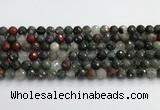 COJ485 15.5 inches 8mm faceted round blood jasper beads wholesale