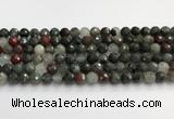 COJ486 15.5 inches 10mm faceted round blood jasper beads wholesale