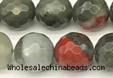 COJ496 15 inches 8mm faceted round blood jasper beads