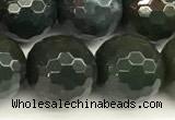 COJ503 15 inches 12mm faceted round Indian bloodstone jasper beads