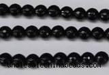 CON14 15.5 inches 7mm faceted round black onyx gemstone beads