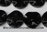 CON95 15.5 inches 19mm wavy coin black onyx gemstone beads