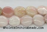 COP09 15.5 inches 14mm flat round natural pink opal beads wholesale