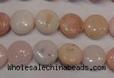 COP1014 15.5 inches 12mm flat round natural pink opal gemstone beads