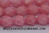 COP1223 15.5 inches 10mm faceted nuggets Chinese pink opal beads