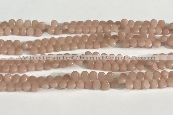 COP1246 15.5 inches 5*7mm flat teardrop Chinese pink opal beads