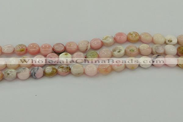 COP1294 15.5 inches 10mm flat round natural pink opal beads