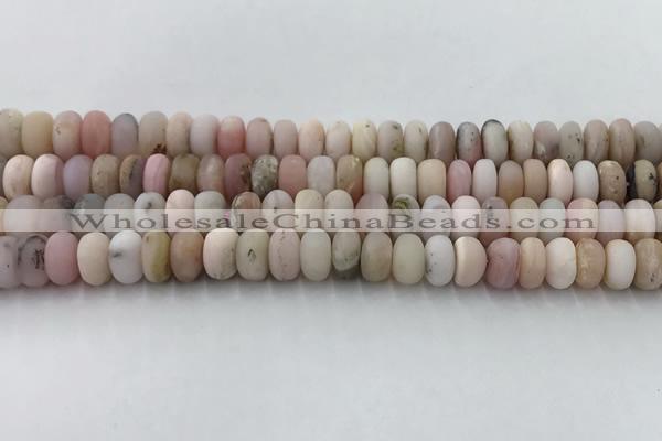 COP1547 15.5 inches 5*8mm rondelle matte natural pink opal beads