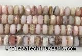 COP1554 15.5 inches 6*13mm - 8*14mm faceted tyre natural pink opal beads