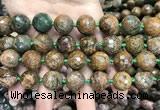 COP1645 15.5 inches 16mm faceted round green opal gemstone beads