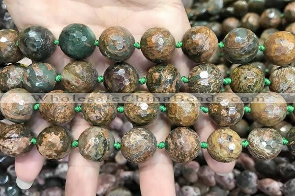 COP1645 15.5 inches 16mm faceted round green opal gemstone beads