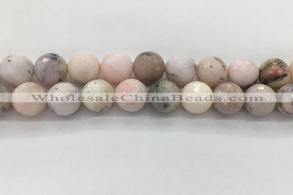 COP1716 15.5 inches 16mm faceted round natural pink opal beads