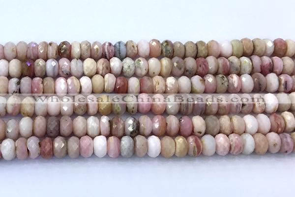 COP1876 15 inches 5*8mm faceted rondelle pink opal beads