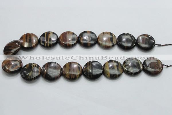 COP214 15.5 inches 25mm flat round natural brown opal gemstone beads