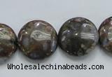 COP251 15.5 inches 20mm flat round natural grey opal gemstone beads