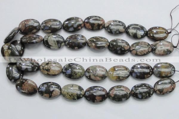 COP255 15.5 inches 18*25mm oval natural grey opal gemstone beads