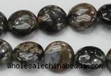 COP271 15.5 inches 16mm flat round natural grey opal gemstone beads