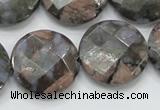 COP278 15.5 inches 25mm faceted round natural grey opal gemstone beads