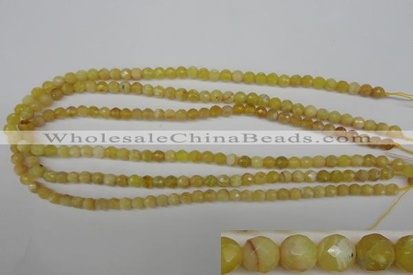 COP334 15.5 inches 6mm faceted round yellow opal gemstone beads