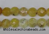 COP345 15.5 inches 10mm faceted coin yellow opal gemstone beads