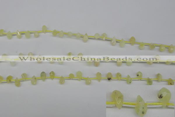 COP347 Top-drilled 6*9mm faceted teardrop yellow opal gemstone beads