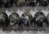 COP479 15.5 inches 15*20mm faceted rondelle natural grey opal beads