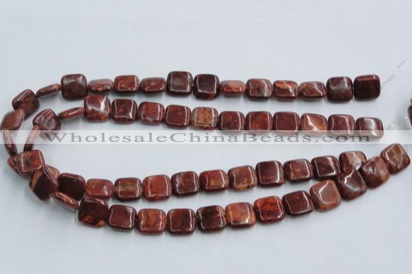 COP527 15.5 inches 14*14mm square red opal gemstone beads wholesale