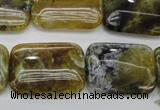 COP570 15.5 inches 18*25mm rectangle natural yellow & green opal beads