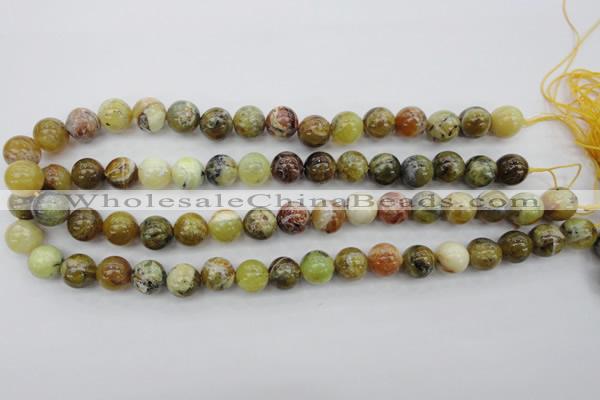 COP590 15.5 inches 12mm round natural yellow & green opal beads