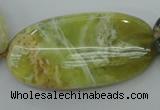 COP599 15.5 inches 25*50mm oval natural yellow & green opal beads