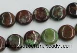 COP603 15.5 inches 12mm flat round green opal gemstone beads