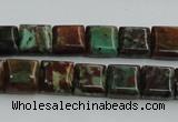 COP613 15.5 inches 10*10mm square double drilled green opal beads