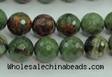 COP663 15.5 inches 10mm faceted round green opal gemstone beads