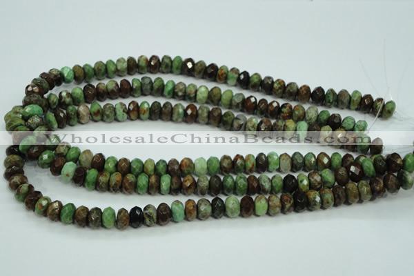 COP670 15.5 inches 6*10mm faceted rondelle green opal gemstone beads