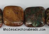 COP766 15.5 inches 25*25mm square green opal gemstone beads