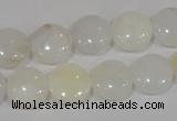 COP904 15.5 inches 12mm flat round natural white opal gemstone beads